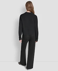 Dkny Women's Long-Sleeve Collared Zip-Front Sweater Jacket