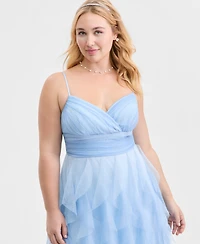 pear culture Trendy Plus Ombre Spiral-Ruffled Gown