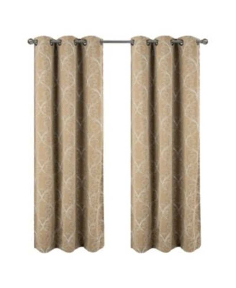 Rt Designer Collection Kimber Embroidered Blackout Luxurious Decorative Grommet Curtain Panel 54 X22 X Taupe