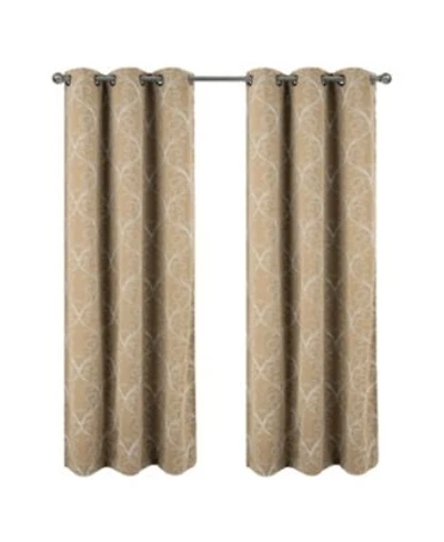 Rt Designer Collection Kimber Embroidered Blackout Luxurious Decorative Grommet Curtain Panel 54 X22 X Taupe