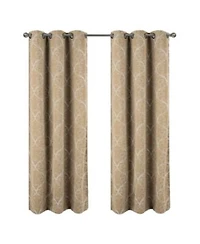 Rt Designer Collection Kimber Embroidered Blackout Luxurious Decorative Grommet Curtain Panel 54 X22 X Taupe
