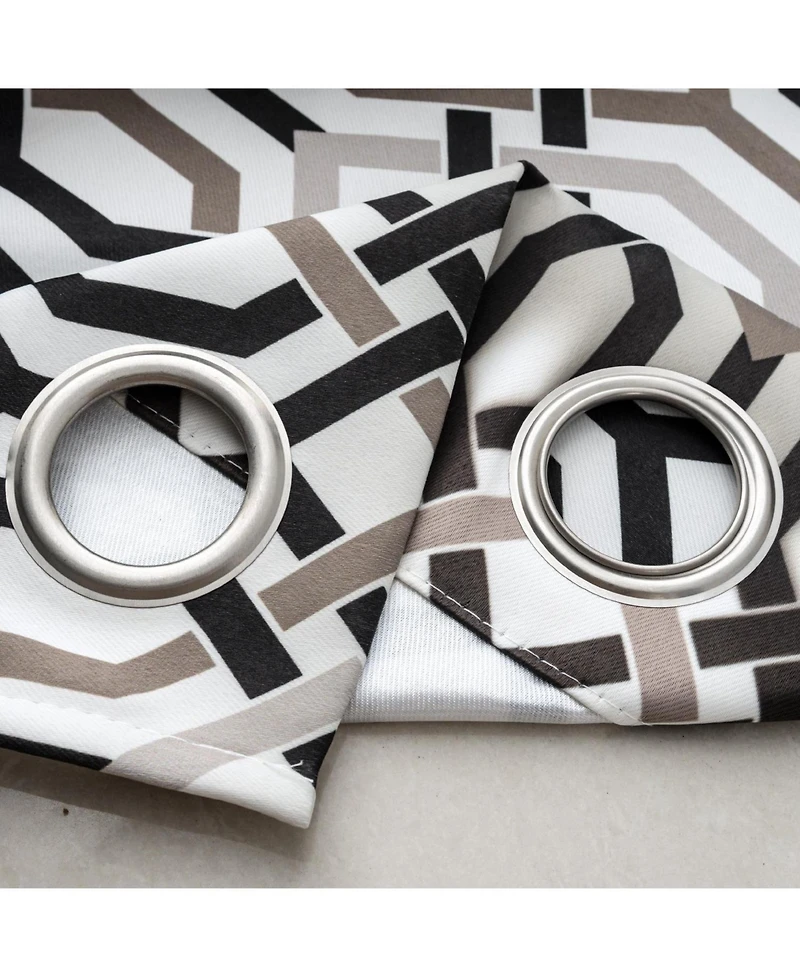 Rt Designer Collection Rory Printed Blackout Luxurious Decorative Grommet Curtain Panel 54" x Black