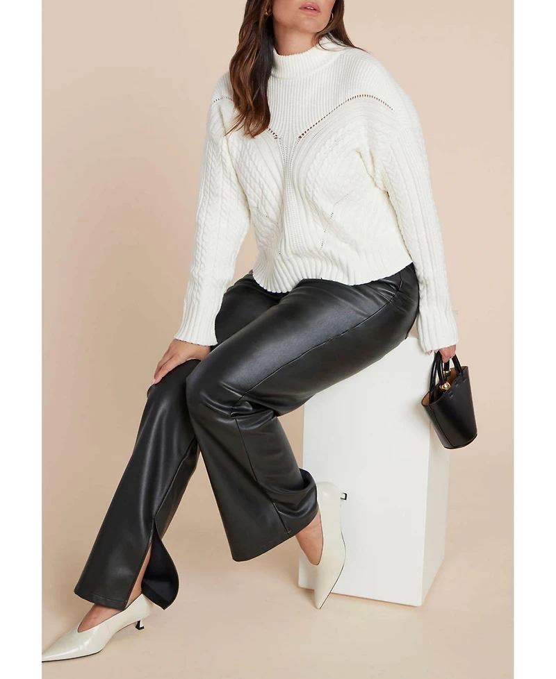 Eloquii Women's Cableknit Funnelneck Sweater