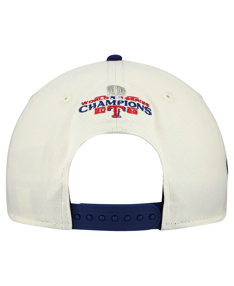 New Era Men's Cream/Royal Texas Rangers World Series 9FORTY M-Crown A-Frame Adjustable Hat