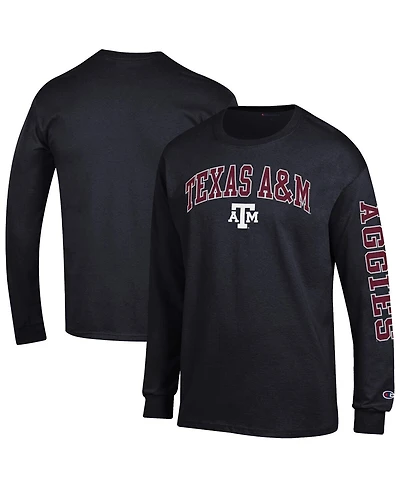 Champion Men's Black Texas A&M Aggies Arch Over Logo 2-Hit Long Sleeve T-Shirt