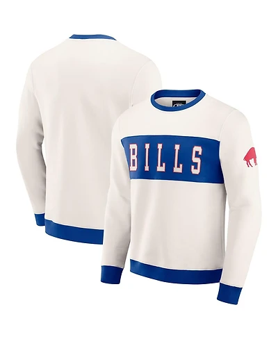 Fanatics Men's Cream Buffalo Bills Color Block Pullover Sweatshirt