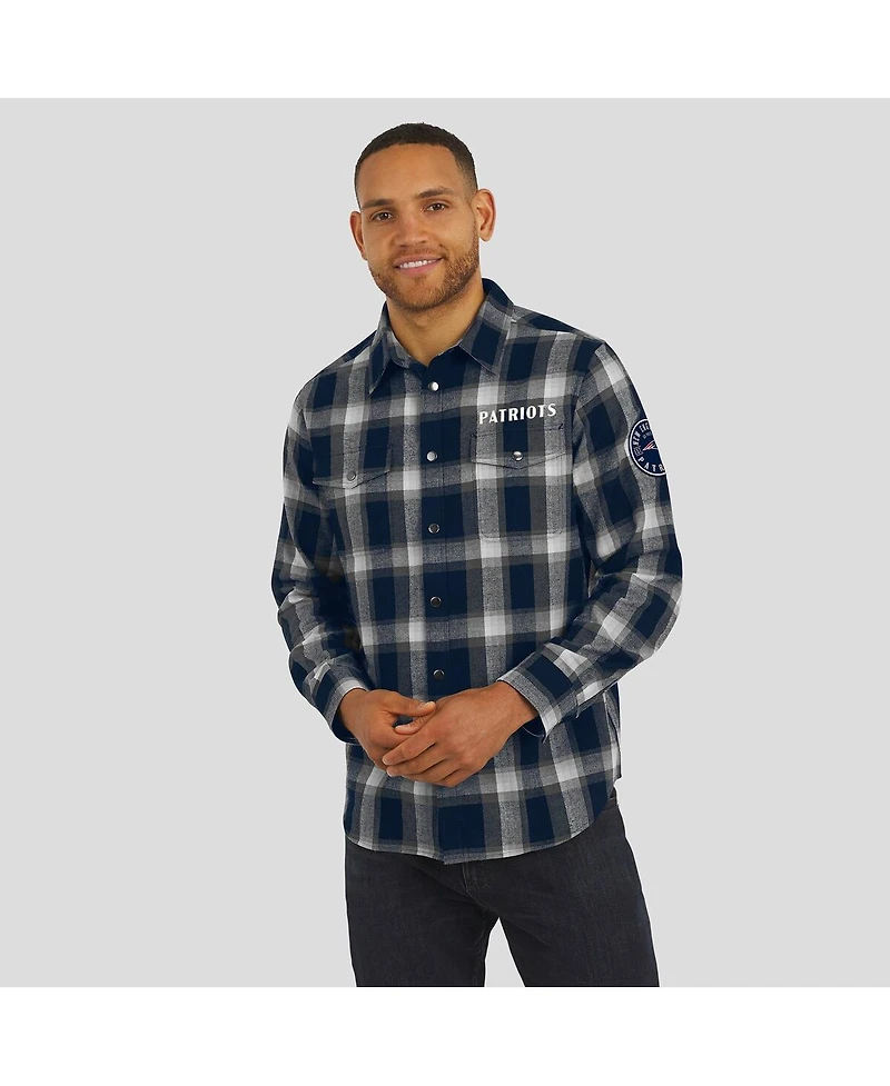 Fanatics Men's Navy New England Patriots Flannel Plaid Full-Snap Shirt
