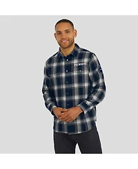 Fanatics Men's Navy New England Patriots Flannel Plaid Full-Snap Shirt
