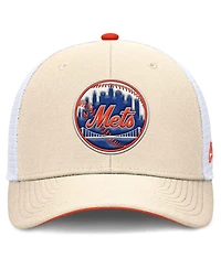 Nike Men's Natural New York Mets Cooperstown Collection Dri-fit Rise Trucker Adjustable Hat