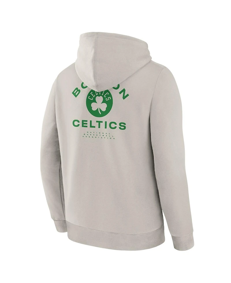 Fanatics Men's Off White Boston Celtics Crossover Collection Blocked Shot Premium Pullover Hoodie