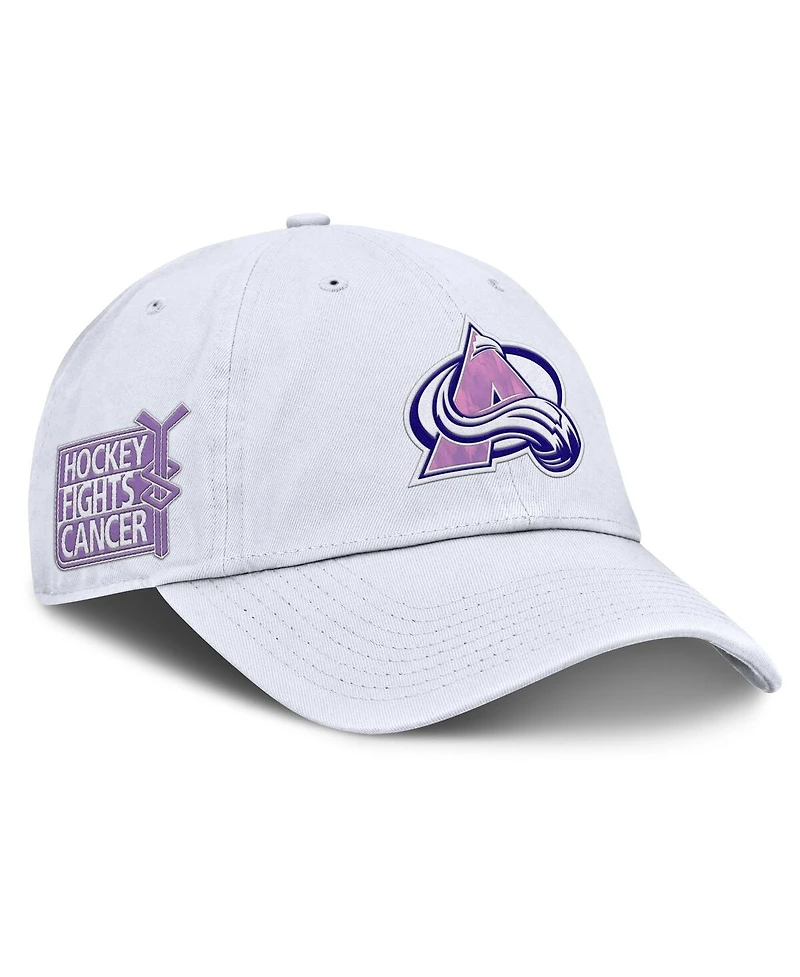 Fanatics Men's White Colorado Avalanche Authentic Pro Hockey Fights Cancer Adjustable Hat