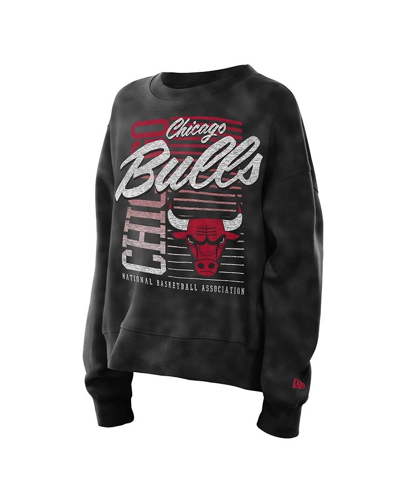 New Era Women's Black Chicago Bulls Boxy Throwback Mineral Wash Sweatshirt