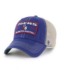 '47 Brand Men's Royal/Tan Philadelphia 76ers Wabash Patch Clean Up Adjustable Hat