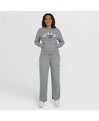 Wear by Erin Andrews Women's 2-Piece Gray Buffalo Bills Waffle-Knit Long Sleeve Hooded Shirt and Pants Lounge Set