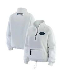 Wear by Erin Andrews Women's White Carolina Panthers Polar Fleece Half-Zip Jacket