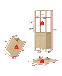 Bathroom Cabinet with Flip Storage and 3-Shelves and Drawer