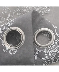 Rt Designer Collection Sheryl 2 Pack Embroidered Dorly Luxurious Decorative Grommet Curtain Panel 36" x 96" Grey