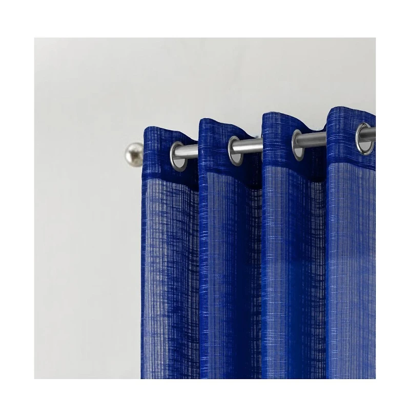 Rt Designers Collection Dexter Linen Texture Grommet Sheer Light Filtering Window Curtain Panel 54" x 90" Navy