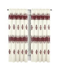 Rt Designers Collection Debbie Macrame Construction 3" Rod Pocket Curtain Panel 54" x 90" Beige/Burgundy