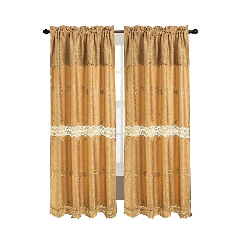 Rt Designers Collection Alisa Macrame Rod Pocket Window Room Darkening Panel 54" x 84" Gold