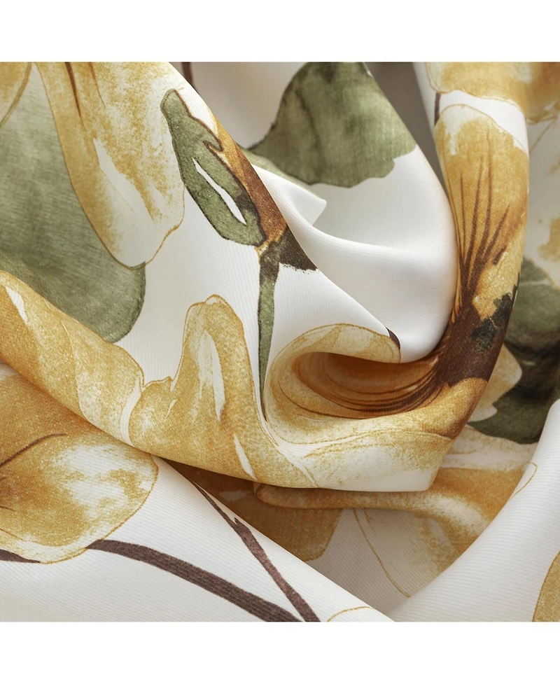 Rt Designer Collection April Printed Blackout Luxurious Decorative Grommet Curtain Panel 54" x 84" Gold