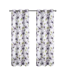 Rt Designer Collection April Printed Blackout Luxurious Decorative Grommet Silver Curtain Panel