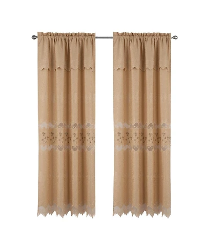 Rt Designer Collection Alice Macrame Luxurious Decorative Rod Pocket Curtain Panel 54" x 84" Gold