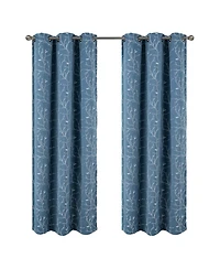 Rt Designer Collection Luciana Embroidered Blackout Luxurious Decorative Grommet Curtain Panel 54" x 84" Wedgwood