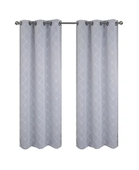 Rt Designer Collection Gable Embroidered Blackout Luxurious Decorative Grommet Curtain Panel 54" x 95" Silver