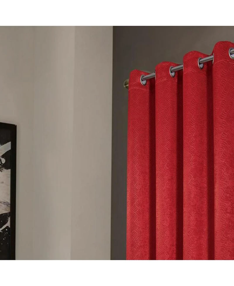 Rt Designers Collection Rt Designers Nellie Embossed Blackout Grommet Panel - 52"x84", Red.