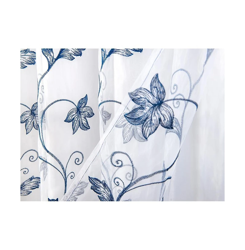 Rt Designers Collection - Pia Embroidered Panel With Double Valance 54'' x 90'' White