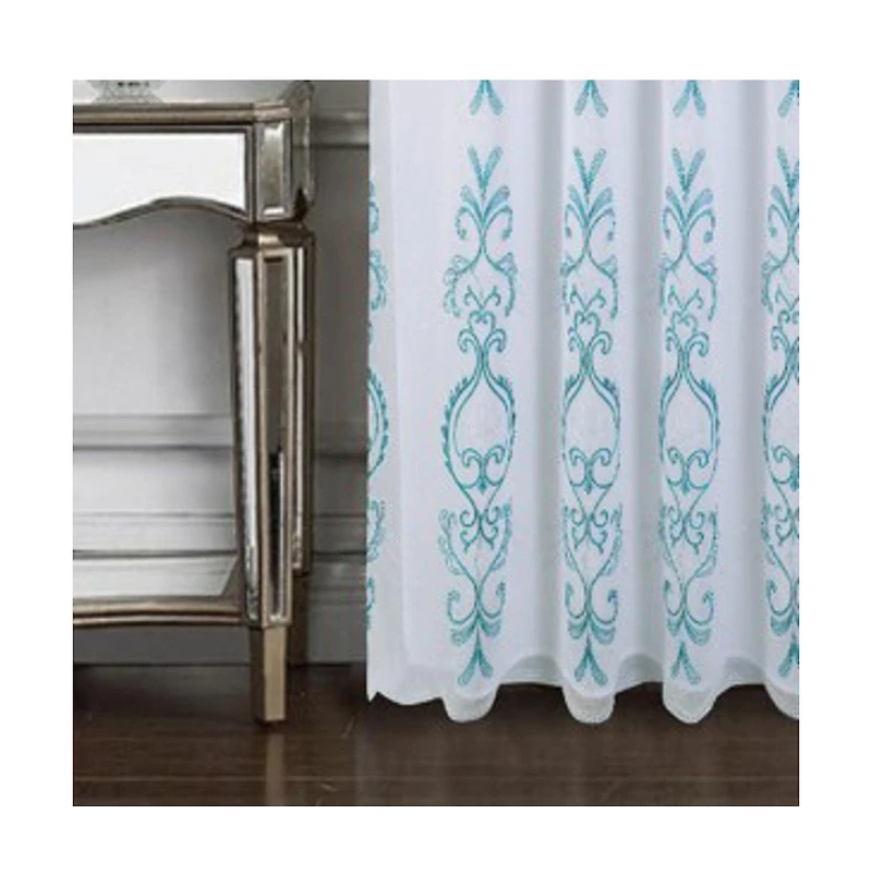 Rt Designers Collection Jayla Stylish & Premium Embroidered Curtain Panel 54" x 90" Teal