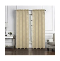 Rt Designers Collection Andrea Emb Metallic Doily Rod Pocket Room Darkening Curtain Panels for Bedroom 54" x 95" Taupe