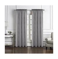 Rt Designers Collection Pearl Emb Metallic Doily Rod Pocket Room Darkening Window Curtain Panel for Bedroom 54" x 84" Charcoal