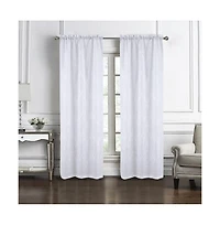 Rt Designers Collection Pearl Emb Metallic Doily Rod Pocket Room Darkening Window Curtains for Bedroom 54" x 95" White