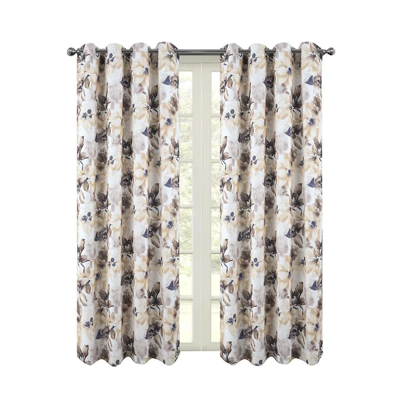 Rt Designers Collection Eden Printed Blackout Grommet Window Curtain Panel 54" x 84" Taupe