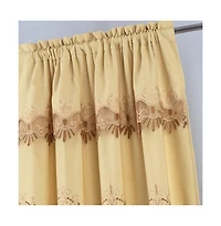Rt Designers Collection Bonnie Macrame Rod Pocket Room Darkening Curtain Panels for Living Room 52" x 84" Gold