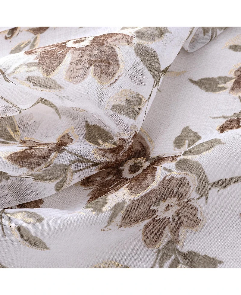 Rt Designers Collection Meadow Grommet Metallic Sheer Printed Doily Curtain Panel 54" x 95" Taupe