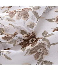 Rt Designers Collection Meadow Grommet Metallic Sheer Printed Doily Curtain Panel 54" x 95" Taupe