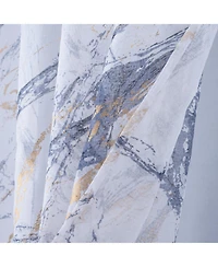 Rt Designers Collection Marble Grommet Metallic Sheer Printed Doily Curtain Panel 54" x 84