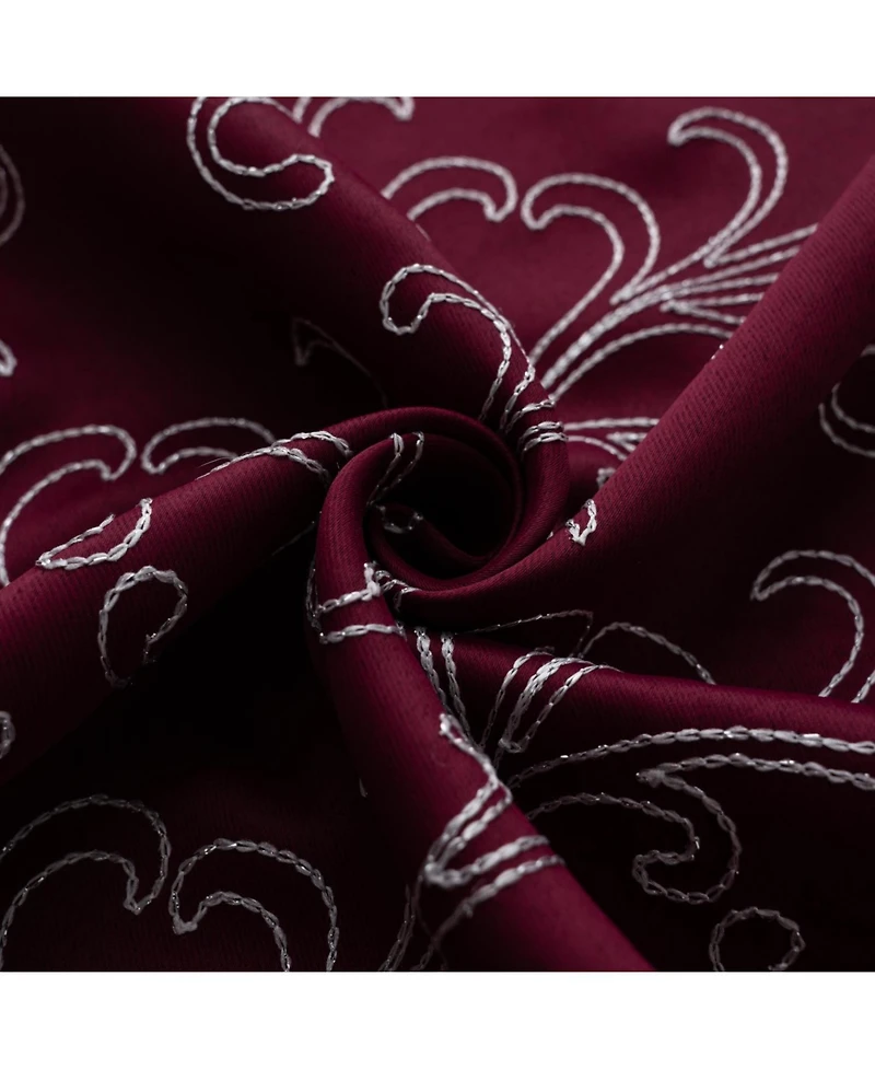 Rt Designer Collection Kimber Embroidered Blackout Luxurious Decorative Grommet Curtain Panel 54" x 84" Burgundy