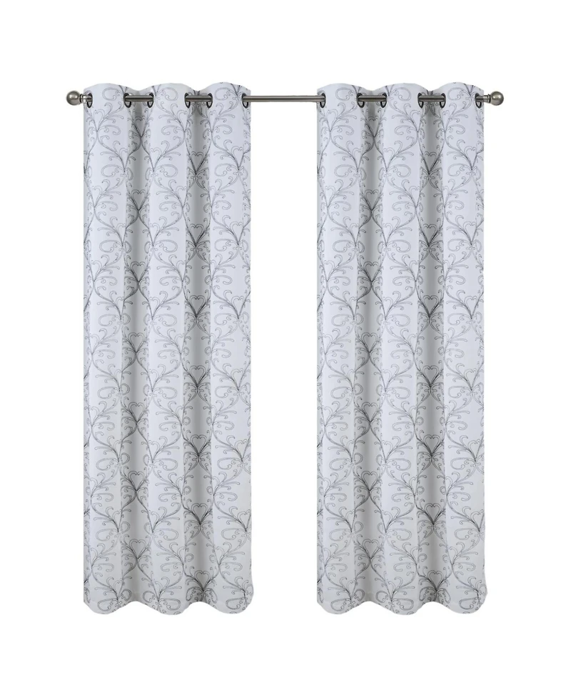 Rt Designer Collection Kimber Embroidered Blackout Luxurious Decorative Grommet Curtain Panel 54" x 90" White