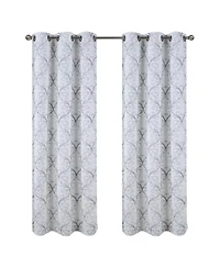 Rt Designer Collection Kimber Embroidered Blackout Luxurious Decorative Grommet Curtain Panel 54" x 90" White