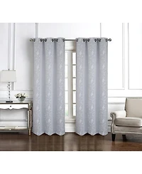 Rt Designer Collection Lilian Embroidered Blackout Luxurious Decorative Grommet Curtain Panel 54" x 95" Silver