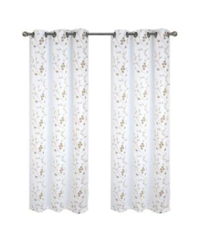 Rt Designer Collection Lilian Embroidered Blackout Decorative Grommet Curtain Panel