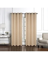 Rt Designer Collection Gable 2 Pack Embroidered Blackout Luxurious Decorative Grommet Curtain Panel 36" x 84" Beige