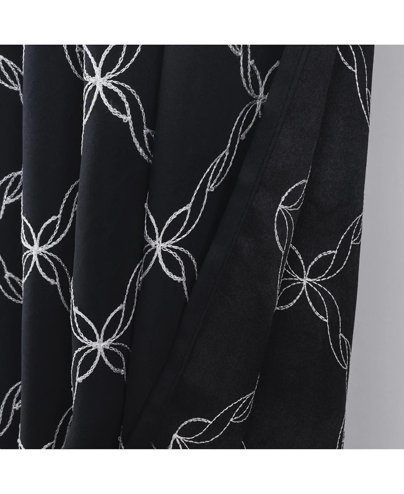 Rt Designer Collection Gable 2 Pack Embroidered Blackout Luxurious Decorative Grommet Curtain Panel 36" x 84" Black