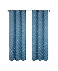 Rt Designer Collection Gable 2 Pack Embroidered Blackout Luxurious Decorative Grommet Curtain Panel 36" x 84" Slate Blue