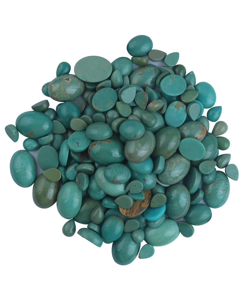 American West Jewelry Sterling Silver Green Turquoise 3-Stone Oval Scalloped Bezel Ring