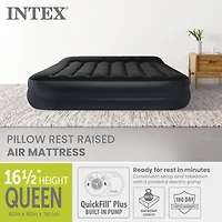 Intex 64123ED Air Mattress, Dura Beam Plus Pillow Rest w/ Built in Pump, Queen